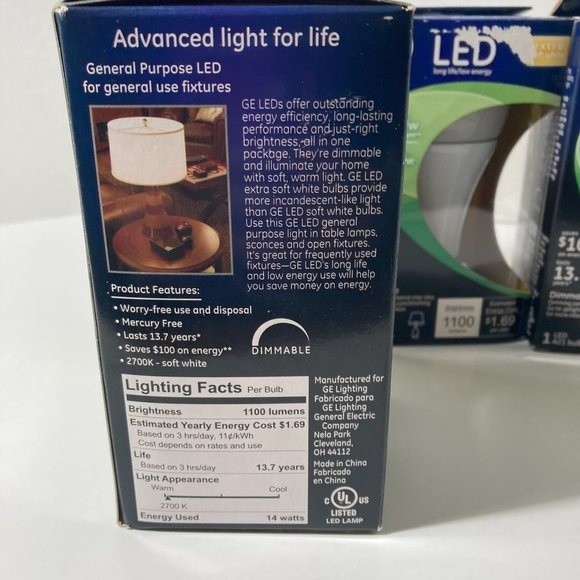 GE LED Extra Soft White 75w Replacement 14w Dimmable Light Bulbs - Picture 11 of 13